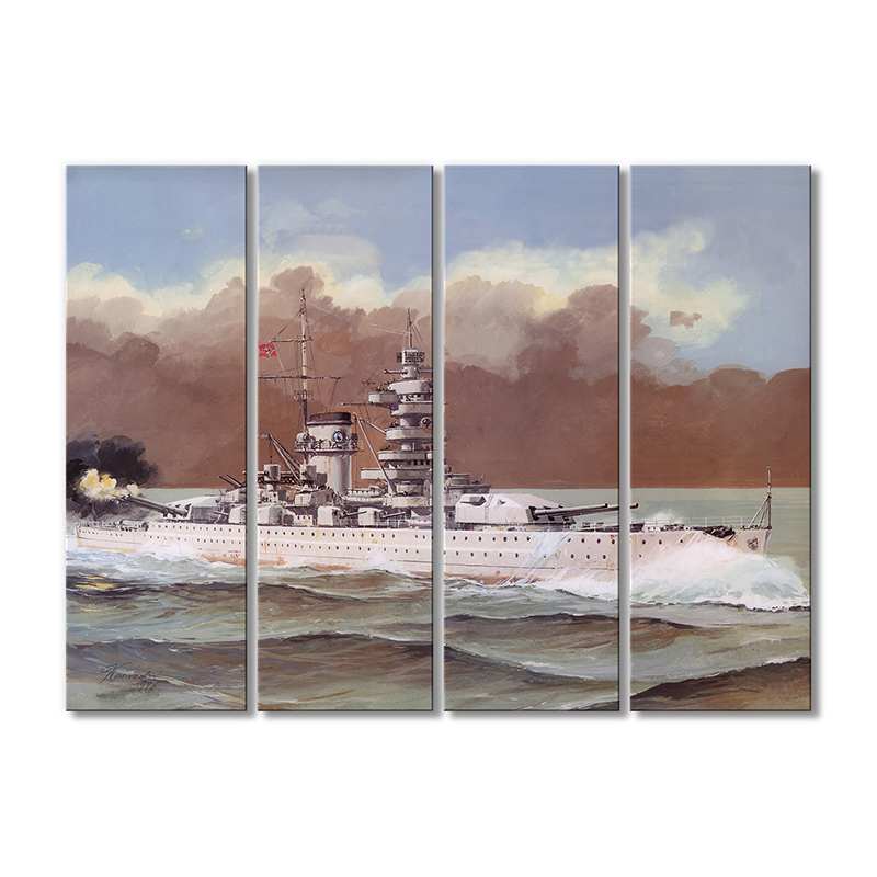 

Модульная картина Artel «Военный корабль в шторм» 4 модуля 80x120 см