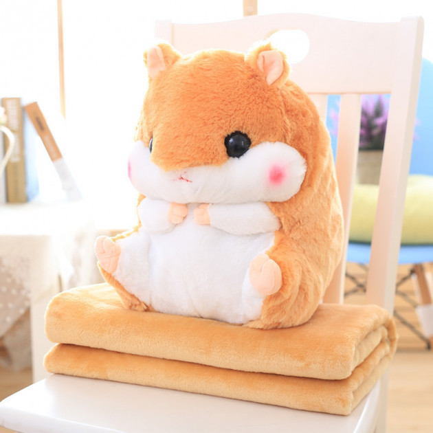 

Хомяк трансформер 3в1 hamster (игрушка, подушка и плед), светло-коричневый