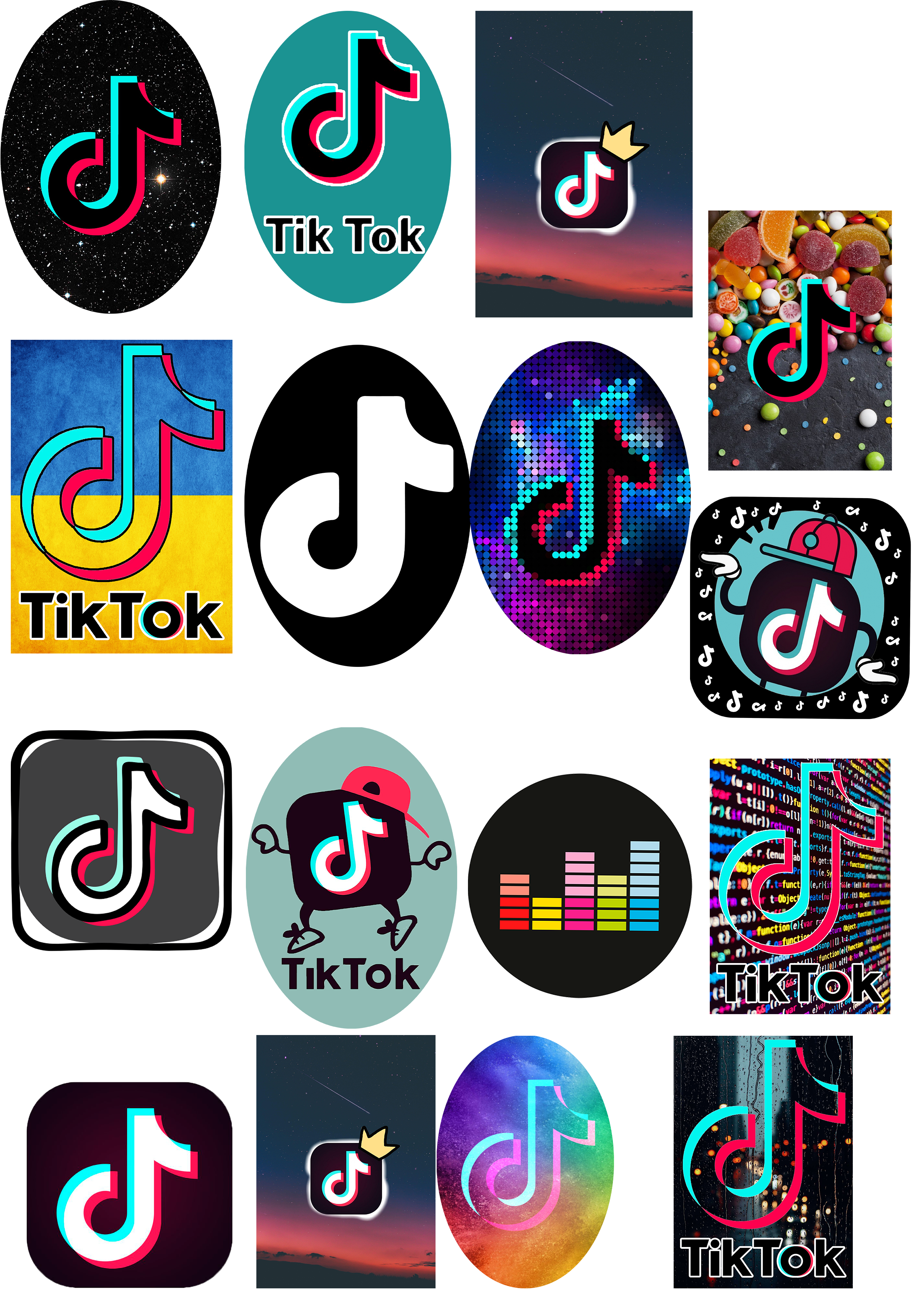 

Набор наклеек на одежду "А4" (16 шт) TIK TOK (ТИК ТОК) Разноцветный AZ6TTNDTF
