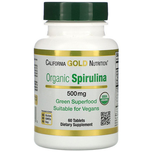 

Витамины и минералы California Gold Nutrition Organic Spirulina (500 мг) 60 таблеток (444745)