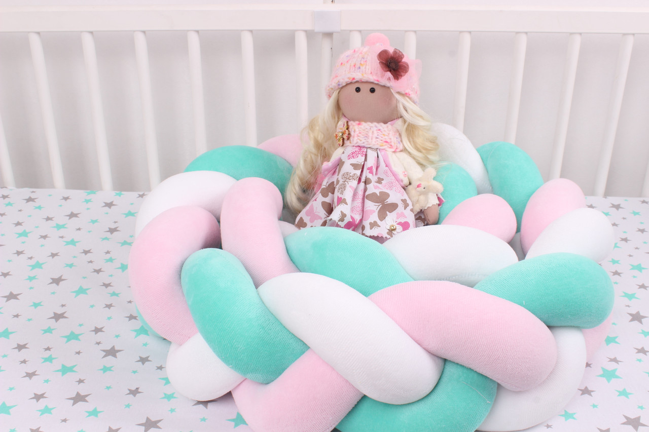 

Бортик косичка в кроватку в 3 плетения Моя Ляля 15х240 см Разноцветный