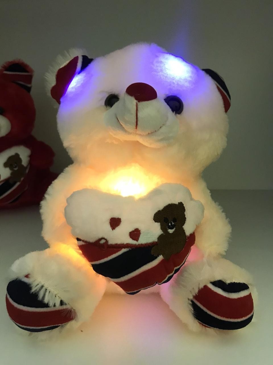 

Мягкая светящаяся игрушка - ночник "Мишка с сердцем" Led подсветка 25 см