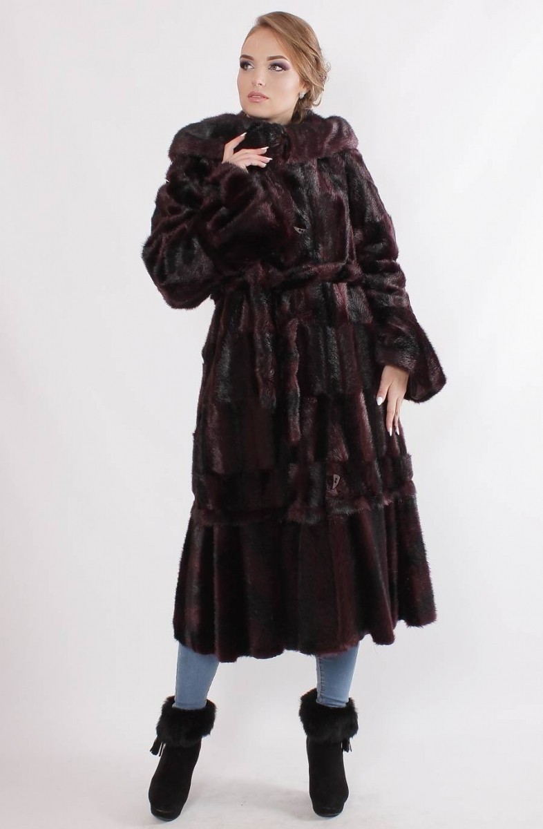 

Искусственная шуба. М-33, цвет: Норка бордо № 36 Размер 46