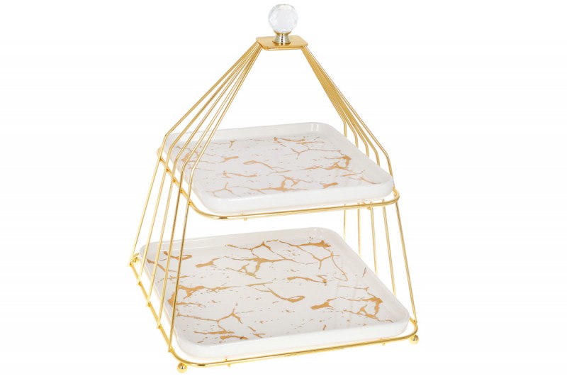 

Фарфоровая двухярусная этажерка Bon Мраморная Роскошь 954-514, 33см, цвет - белый мрамор