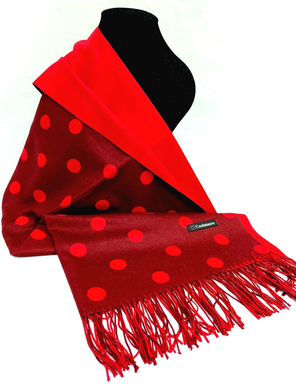 

Шарф палантин кашемир женский двусторонний SKU 01316 170х65 см. Красный с бордовым