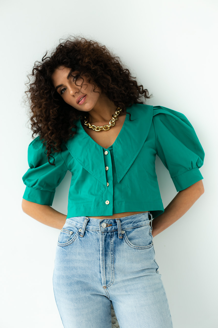 

Блузка с рукавами-фонариками и воротником G& LX-10236746  Размер цвет Изумрудный, Блузка с рукавами-фонариками и воротником G&M LX-10236746 M Размер цвет Изумрудный