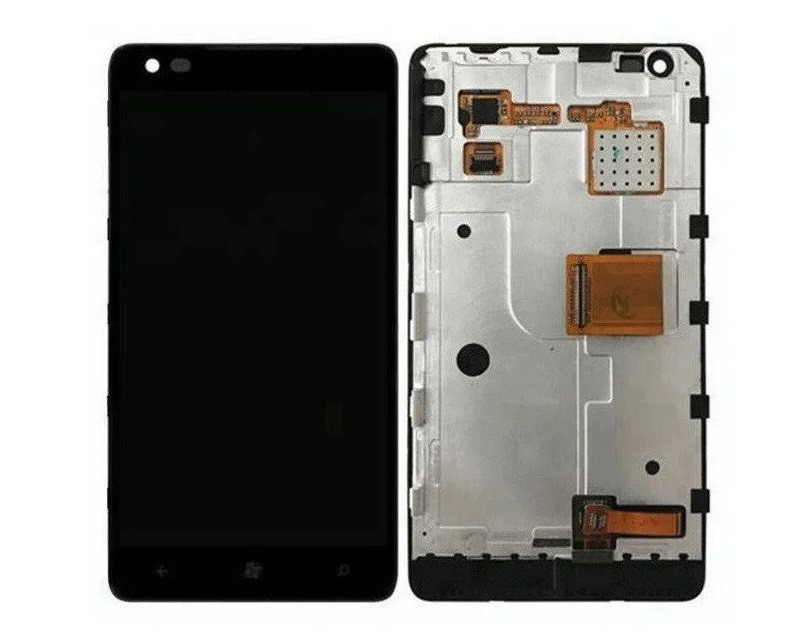 

Дисплей для мобильного телефона Nokia Lumia 900, черный, с тачскрином, с рамой