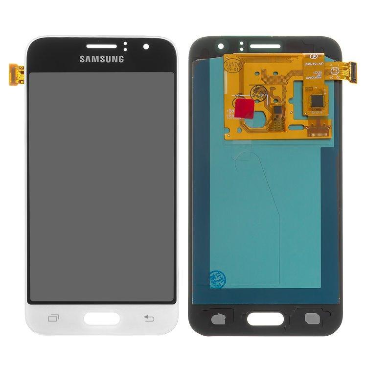 

Дисплей для мобильного телефона Samsung J1 2016/J120, белый, с тачскрином, OLED