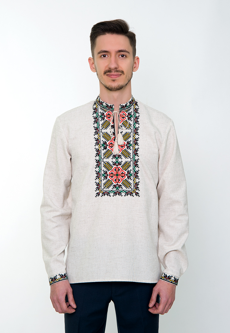 Вышиванка мужская Vyshyvanka Серая "Яромыр " 4234, Вышиванка мужская Vyshyvanka 58 Серая "Яромыр " 4234