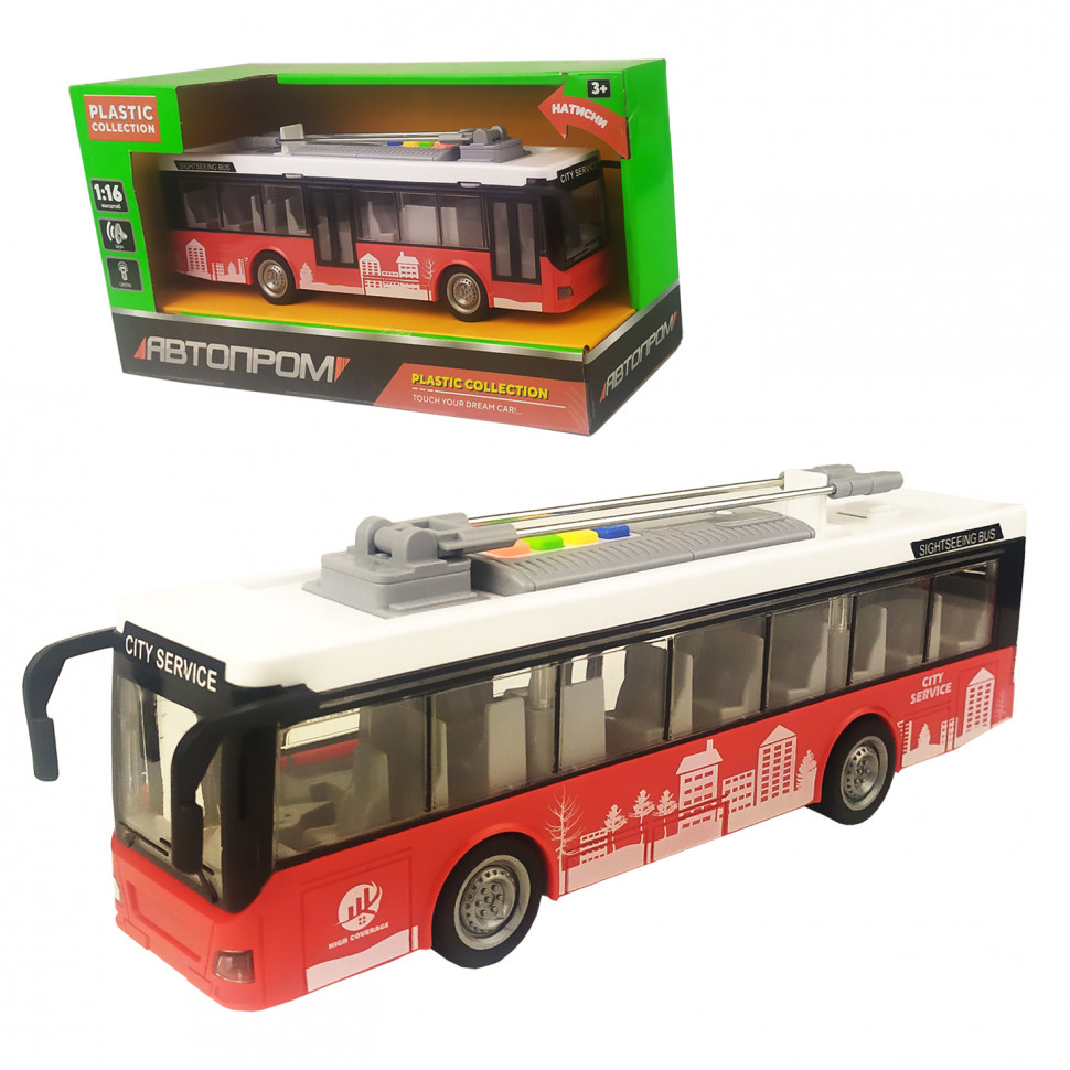 

Игрушечный троллейбус со звуковыми эффектами АВТОПРОМ (Красный) 7949AB(Red)