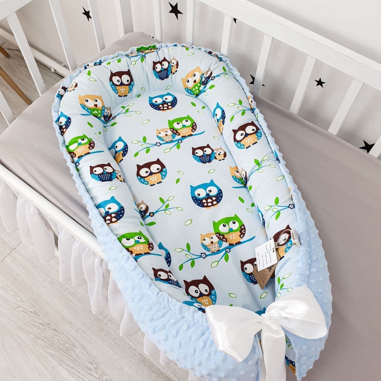 

Кокон-гнёздышко для новорожденного с кокосовым матрасиком Oh My Kids "owls"