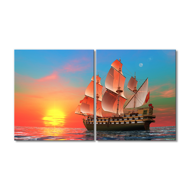 

Модульная картина Artel «Корабль и красный закат» 2 модуля 90x135 см