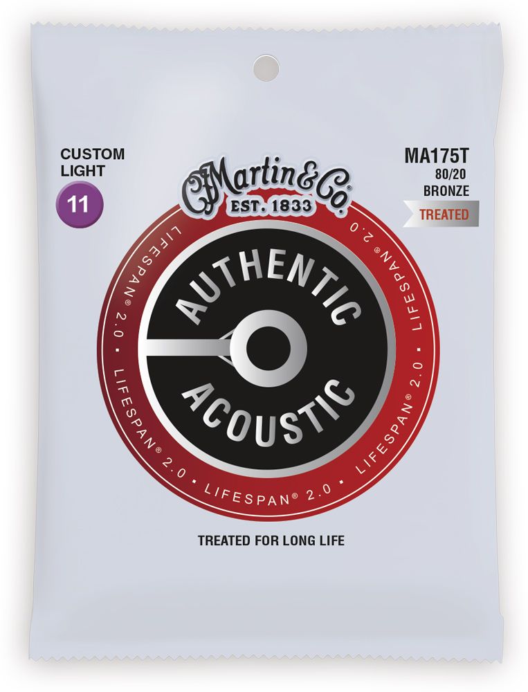 

Струны для гитары MARTIN MA175T Authentic Acoustic Lifespan 2.0 80/20 Bronze Custom Light (11-52)