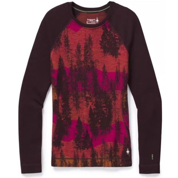 

Термофутболка женская Smartwool Women's Merino 250 Baselayer Pattern Crew Boxed, Woodsmoke Forest Scape, M (SW 16372.E44-М))