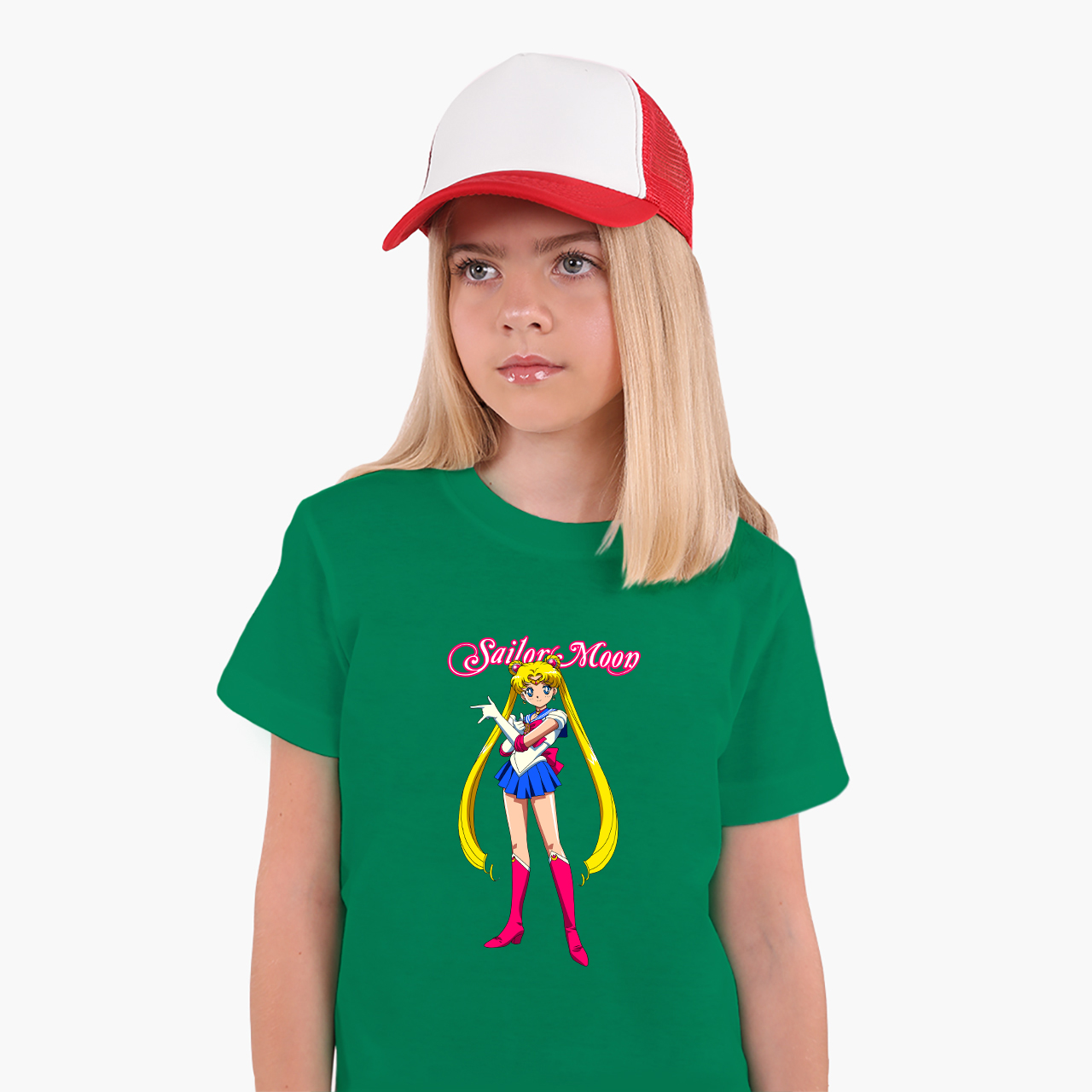 

Детская футболка для девочек Сейлор Мун (Sailor Moon) (25186-2916-76) 146-152 см Хлопок Темно-зеленый