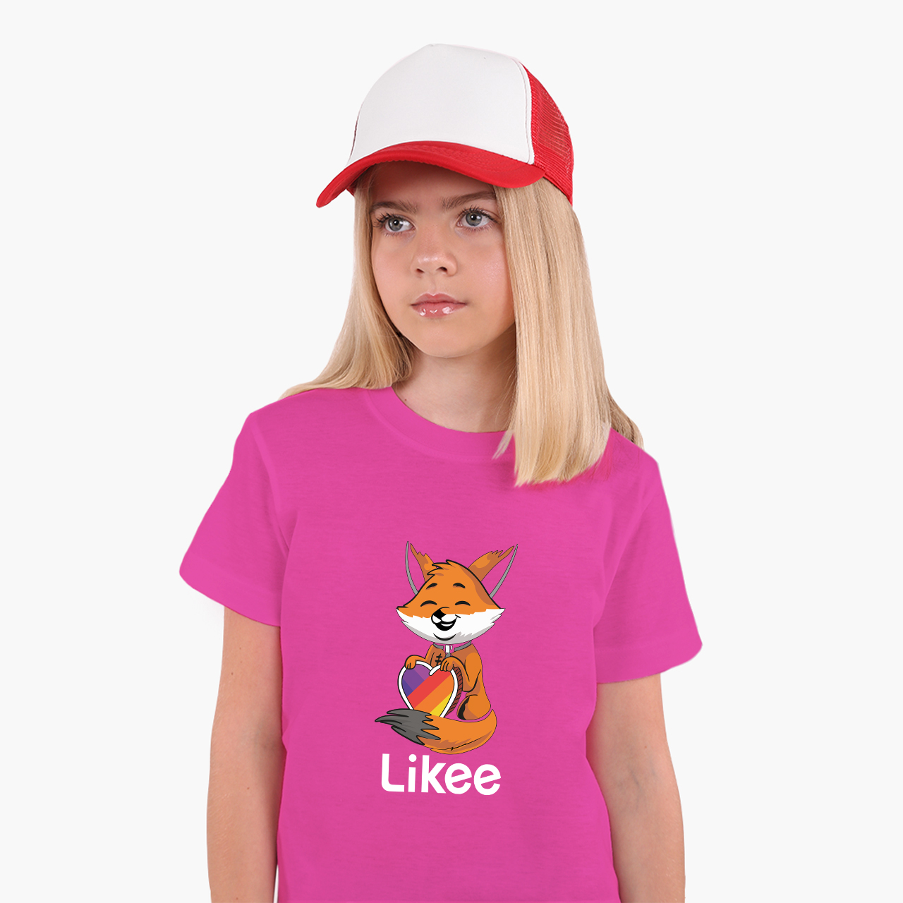 

Детская футболка для девочек Лайк Лиса (Likee Fox) (25186-1033-68) 122-128 см Хлопок Темно-розовый