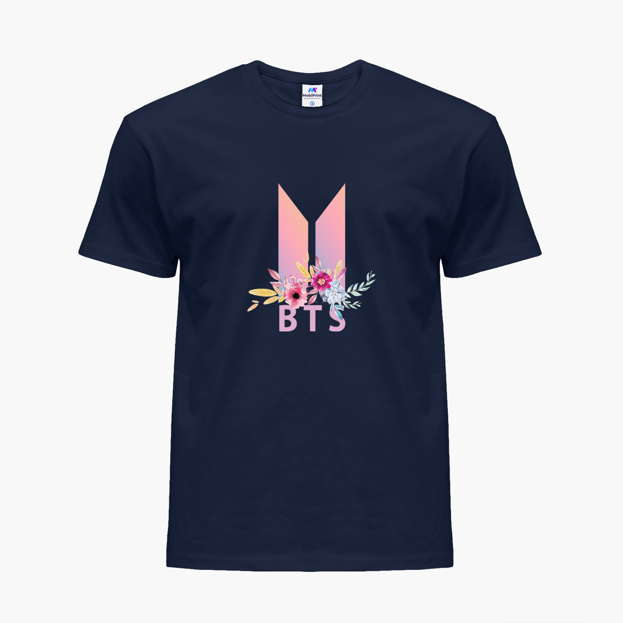 

Детская футболка для девочек БТС (BTS) (25186-1081-83) 158-164 см Хлопок Темно-синий
