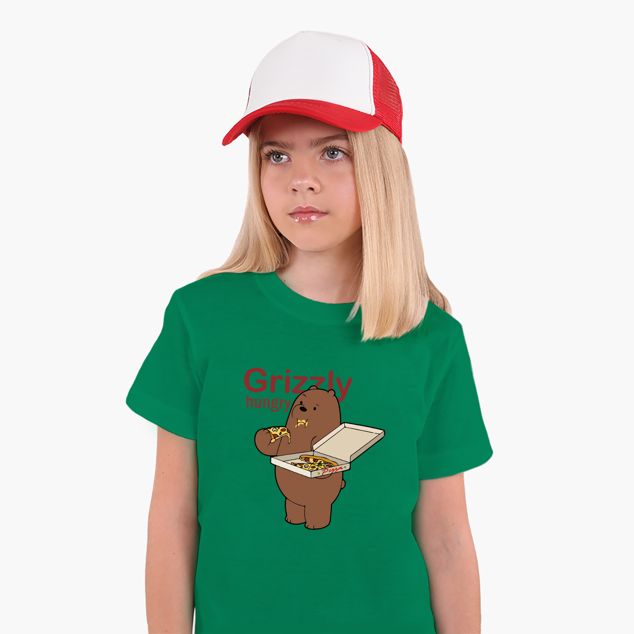 

Детская футболка для девочек Вся правда о медведях (We Bare Bears) (25186-2909-74) 122-128 см Хлопок Темно-зеленый