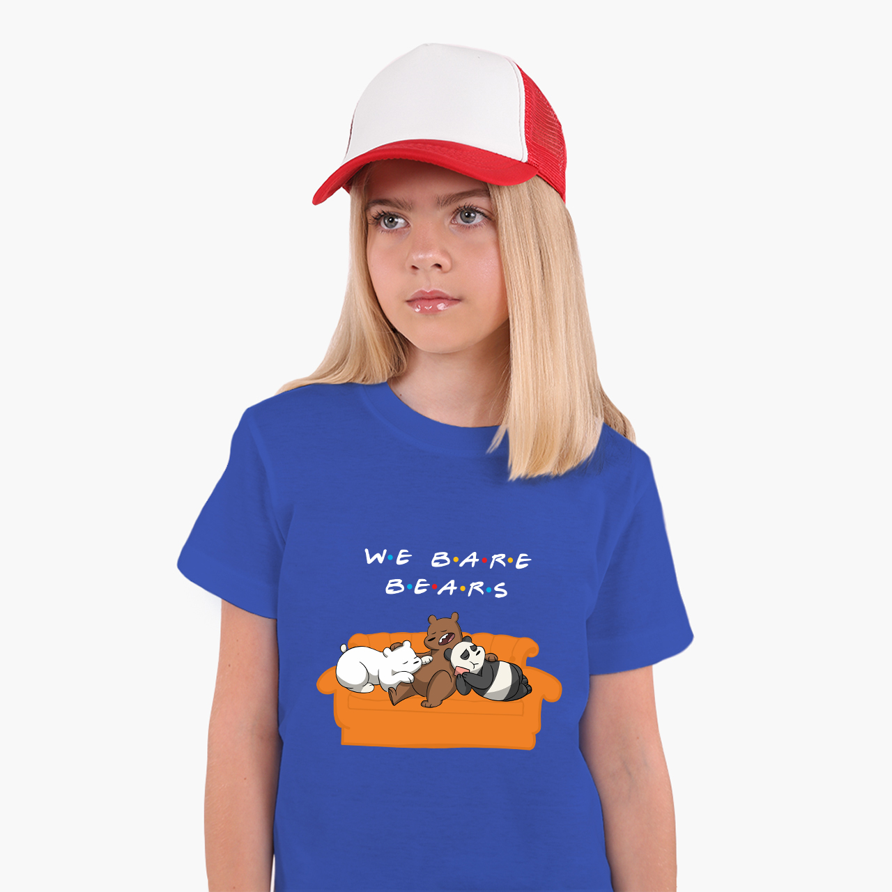 

Детская футболка для девочек Вся правда о медведях (We Bare Bears) (25186-2890-62) 122-128 см Хлопок Синий
