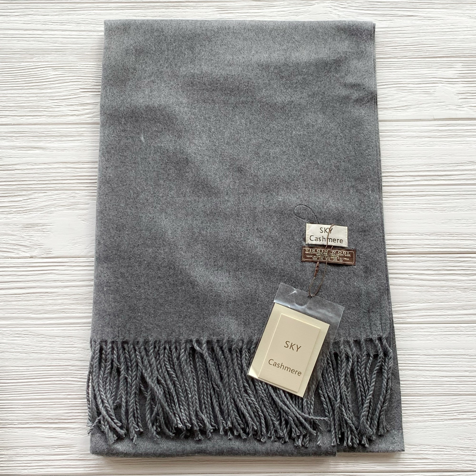 

Шерстяной шарф Sky Cashmere 200 см на 80 см серый 100378