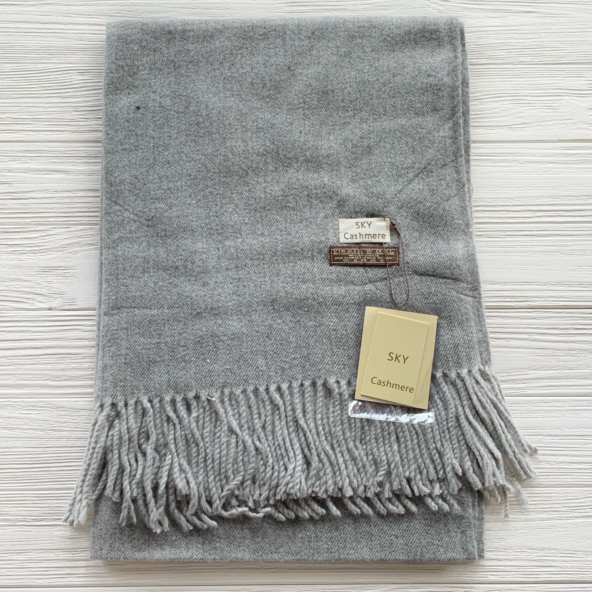 

Шерстяной шарф Sky Cashmere 200 см на 80 см серый 100381