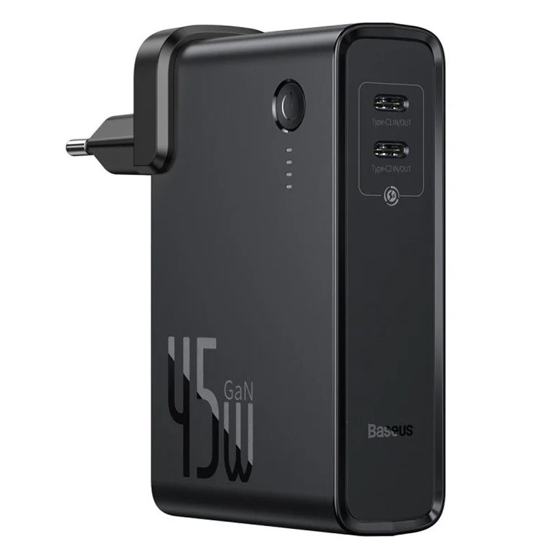 

СЗУ + Power Bank 2in1 Baseus GaN QC (2 Type-C/ 45W) 10 000 mAh Черный