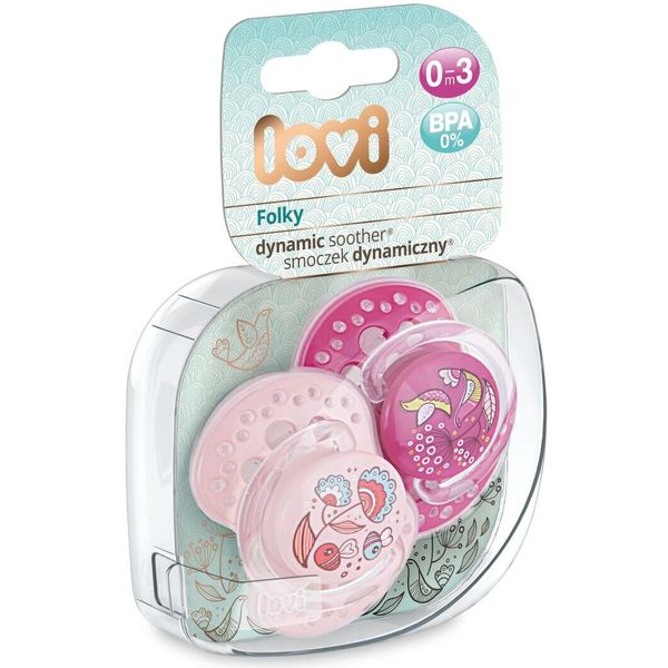 

Пустышка силиконовая динамическая LOVI Folky, 0-3 мес, 2 шт, LOVI
