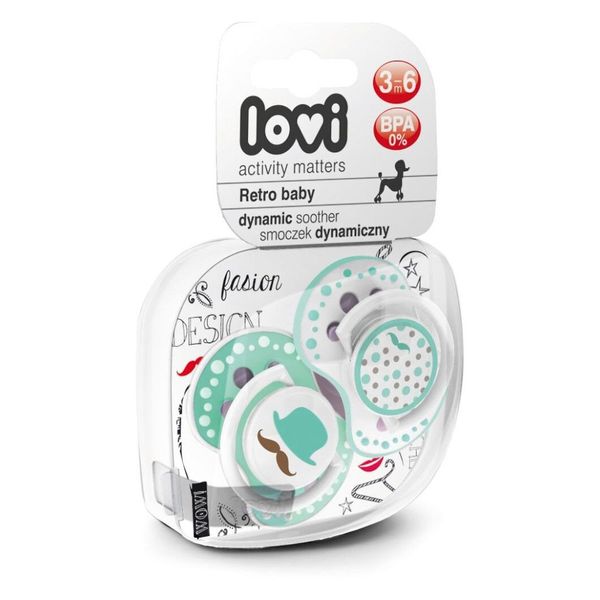

Пустышка силиконовая динамическая Retro baby 3-6 мес., 2 шт, LOVI