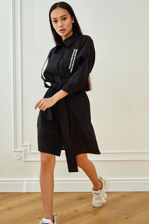 

Женское JADONE FASHION коттоновое платье-рубашка с портупеей и карманами Адина цвет черный  (Платье с портупеей Адина черный, Женское JADONE FASHION коттоновое платье-рубашка с портупеей и карманами Адина цвет черный L (Платье с портупеей Адина черный)