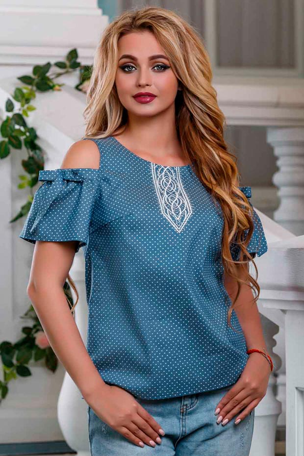 

Женская Seventeen блуза с открытыми плечами и вышивкой цвет синий  (961.2623, Женская Seventeen блуза с открытыми плечами и вышивкой цвет синий L (961.2623)