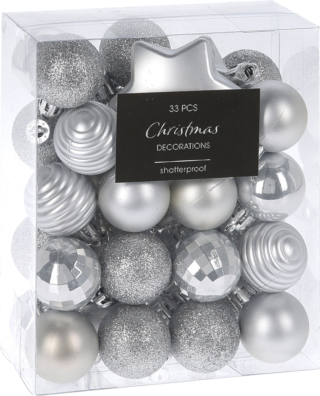 

Набор елочных игрушек Christmas Decoration 33 штуки Серебряный (CAN222510)