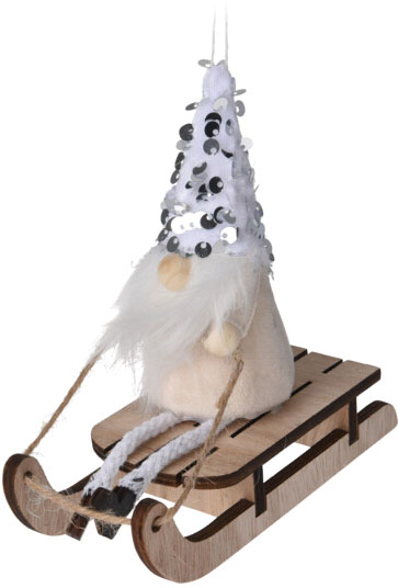 

Елочная игрушка Christmas Decoration Дед Мороз 130х55х150 мм Белая (DH8054620_сани)