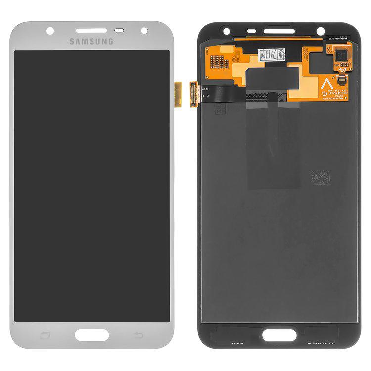 

Дисплей для Samsung J701 Galaxy J7 Neo, сріблястий, із сенсорним екраном, оригінал (переклеєне скло)