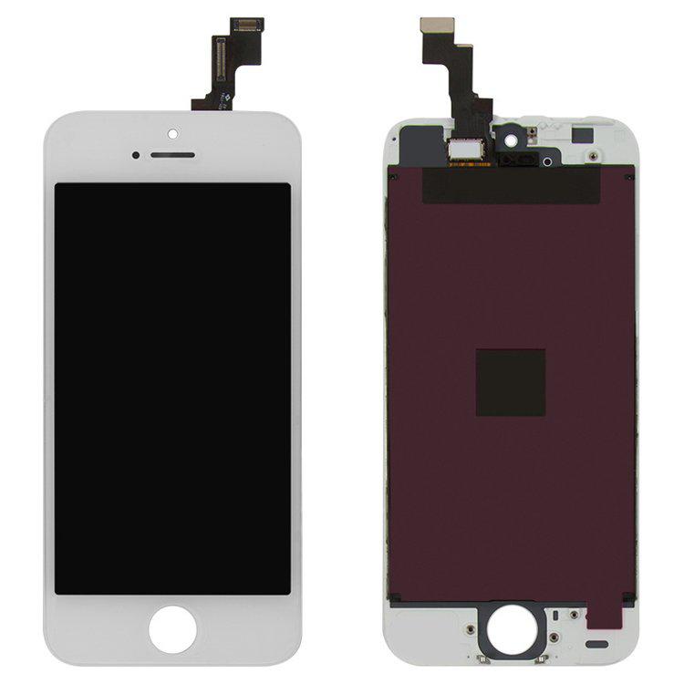 

Дисплей для iPhone 5S, iPhone SE, білий, із сенсорним екраном, з рамкою, переклеєне скло