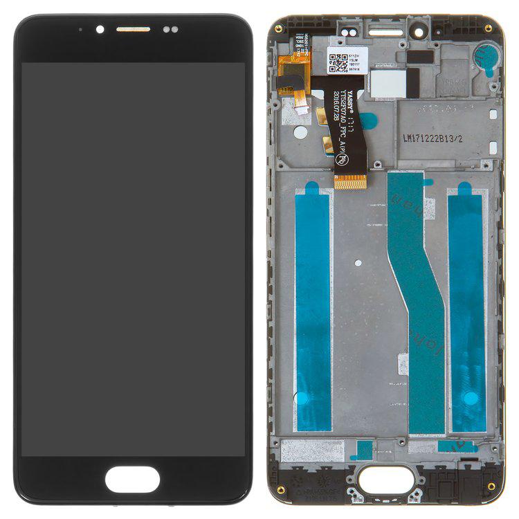 

Дисплей для Meizu M5, чорний, із сенсорним екраном, з рамкою, Original, M611H