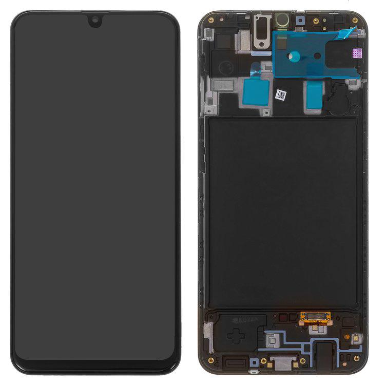 

Дисплей для Samsung A205 Galaxy A20, чорний, із сенсорним екраном, з рамкою, Original (PRC), original glass