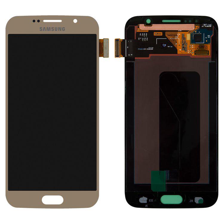 

Дисплей для Samsung G920 Galaxy S6, золотистий, із сенсорним екраном, оригінал (переклеєне скло)