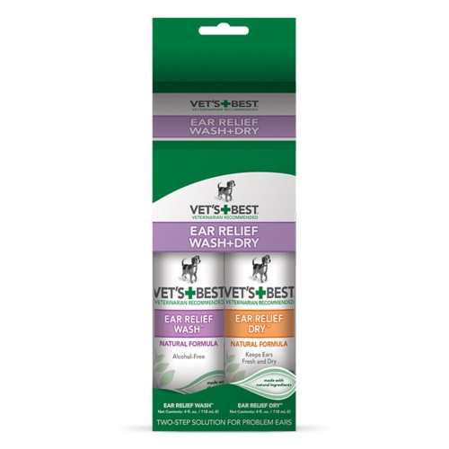 

Набор для чистки ушей Жидкий очиститель + Подсушивающий лосьон Vet's Best Ear Relief Wash & Dry Combo Kit