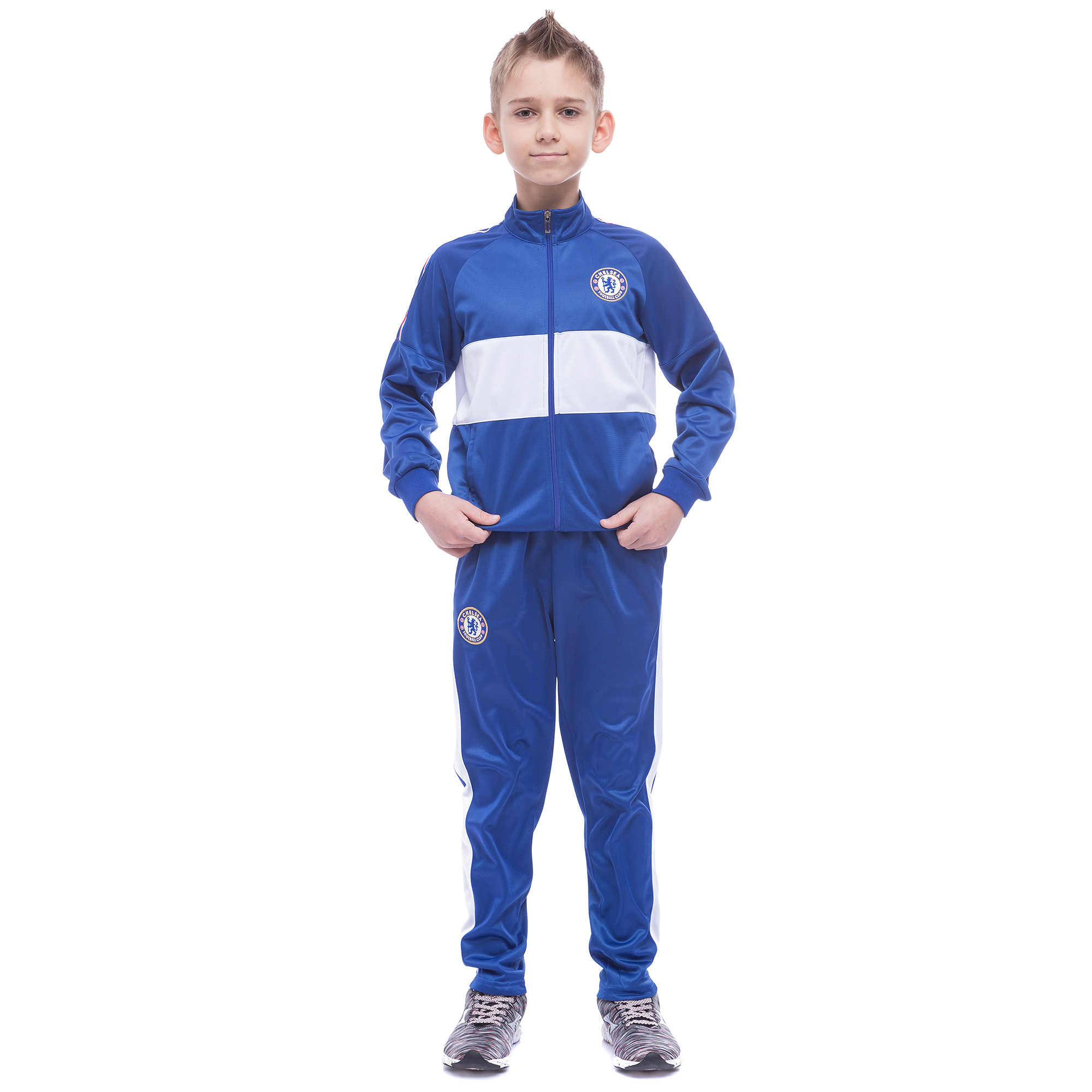 

Костюм спортивный детский Клубный CHELSEA LD-6131K-CH1 (полиэстер, флис, 30 - рост 140-145 см , синий-белый)