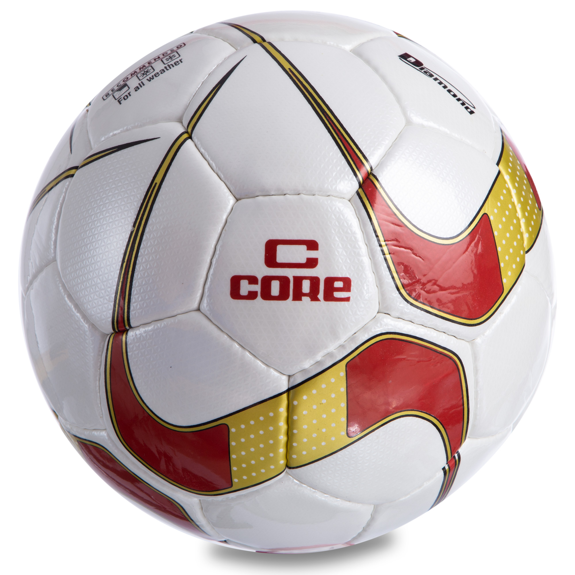 

Мяч футбольный №5 PU ламин. CORE DIAMOND CR-023 (№5, 4 сл., сшит вручную, белый-золотой-бордовый)