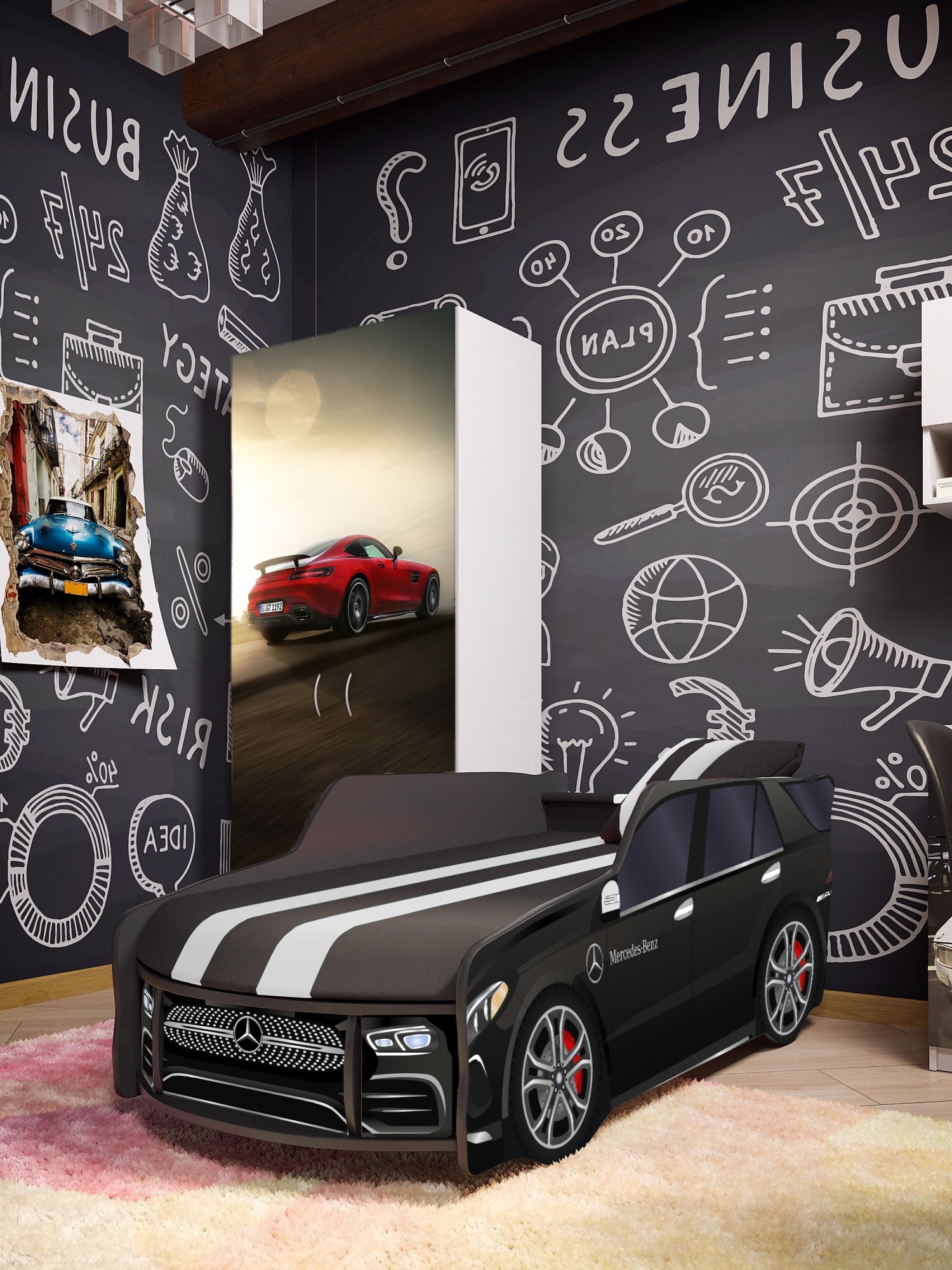 

Кровать машина Viorina-Deko Mercedes Premium 80/180 черная