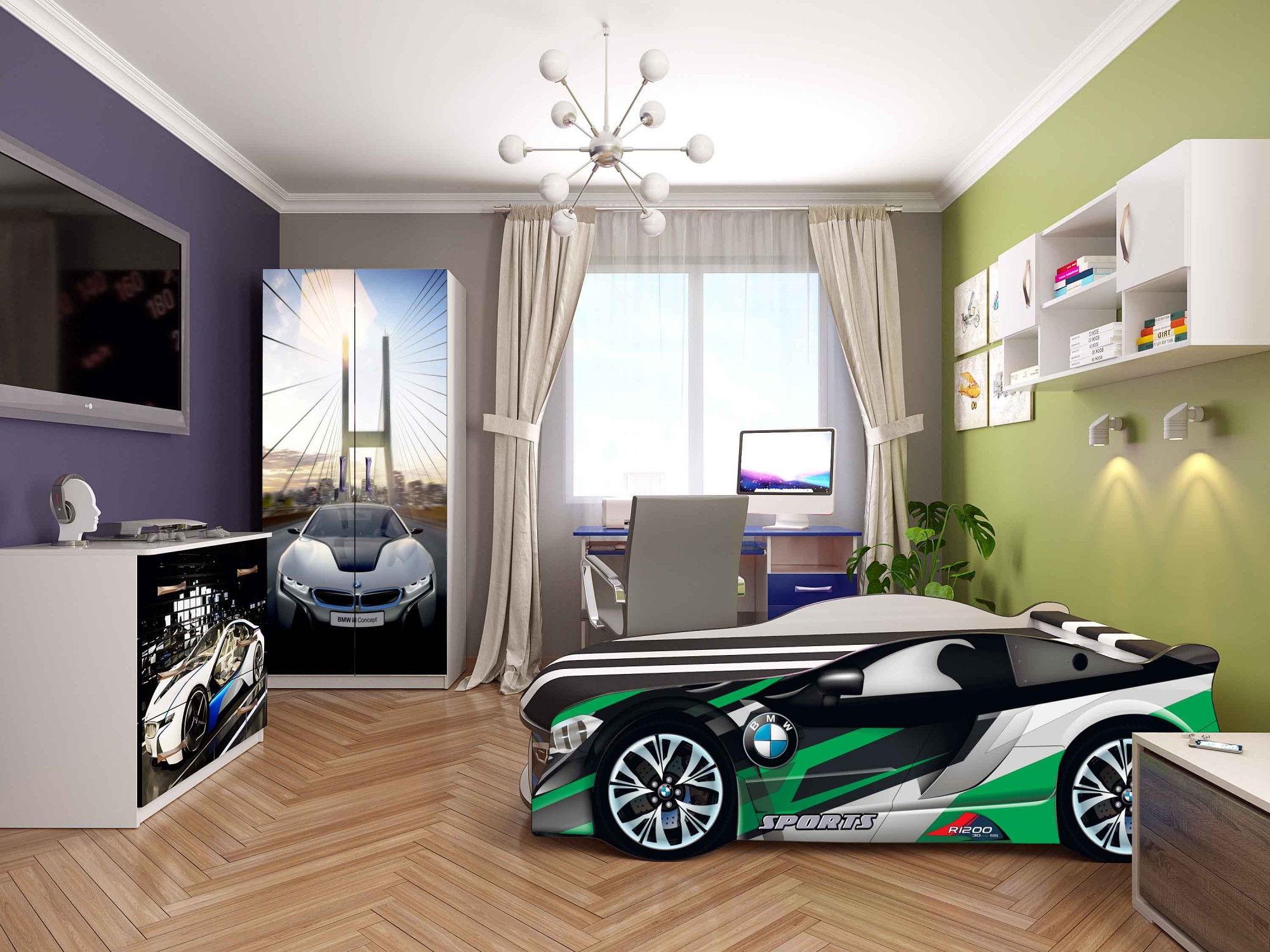 

Кровать машина Viorina-Deko BMW space 80/180 зеленая