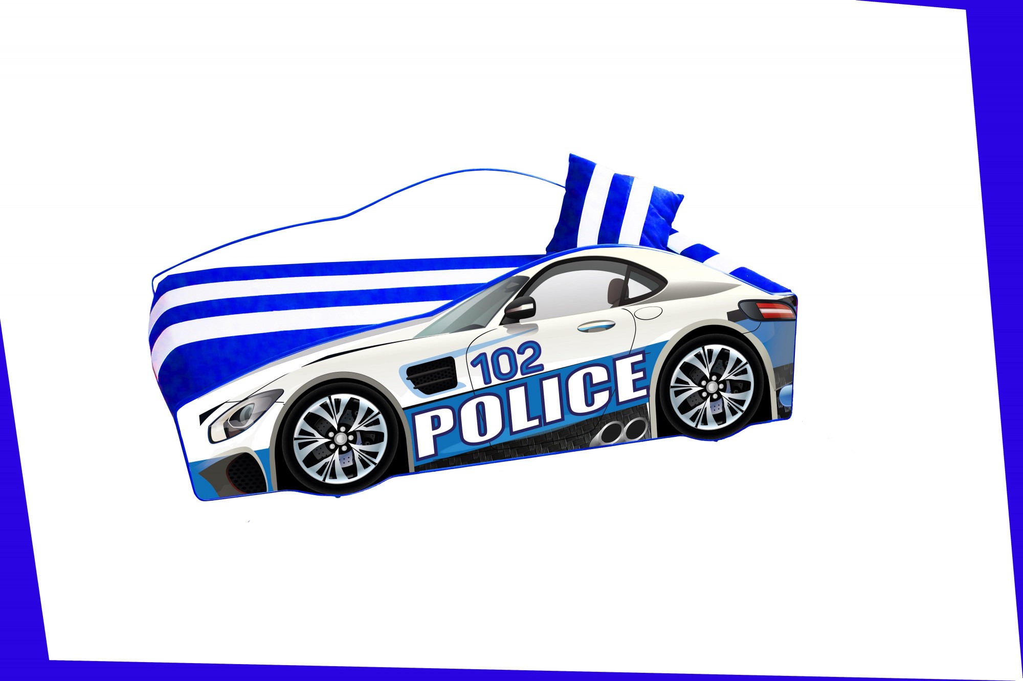 

Кровать машина с подъемным механизмом Viorina-Deko Police элит 70/155 белая