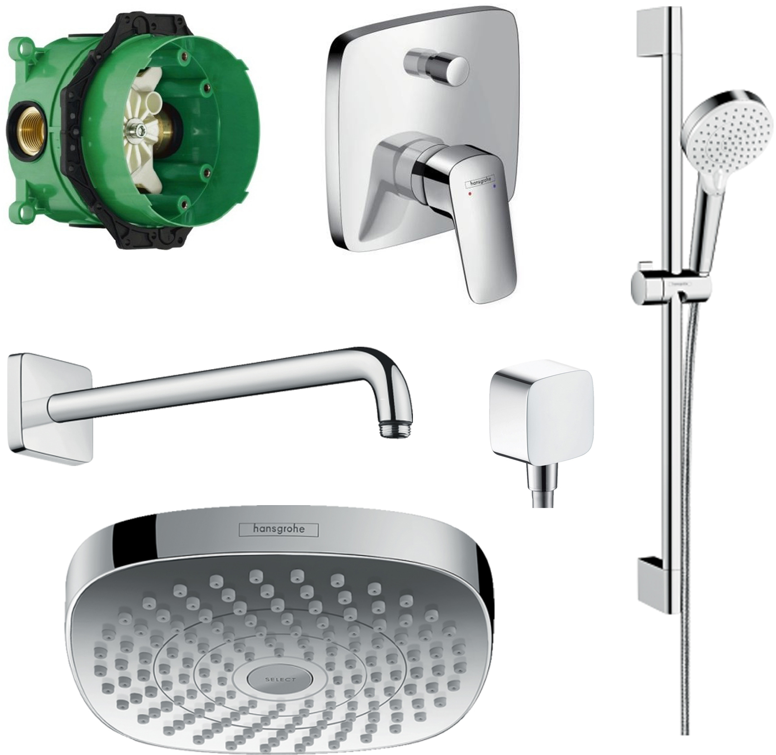 

Душевой гарнитур HANSGROHE EcoSmart/Logis 20200003 (27446000+26528400+01800180+71405000+26457000+26534400)