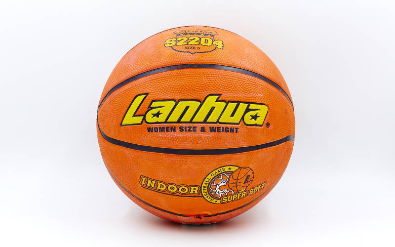 

Мяч баскетбольный резиновый №6 LANHUA S2204 Super soft Indoor (резина, бутил, оранжевый)