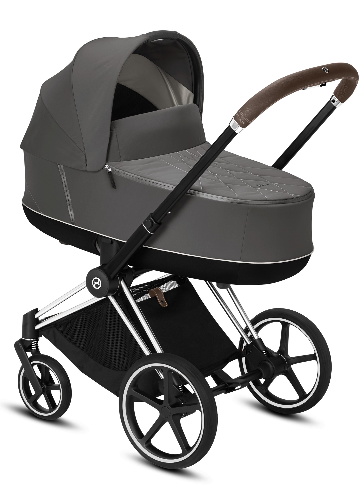 

Коляска для новорожденных Cybex Priam Soho Grey шасси Chrome Brown