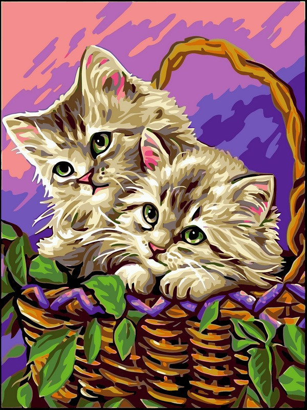 

Картина по номерам VK120 Котики в корзинке, 30x40 см., Babylon