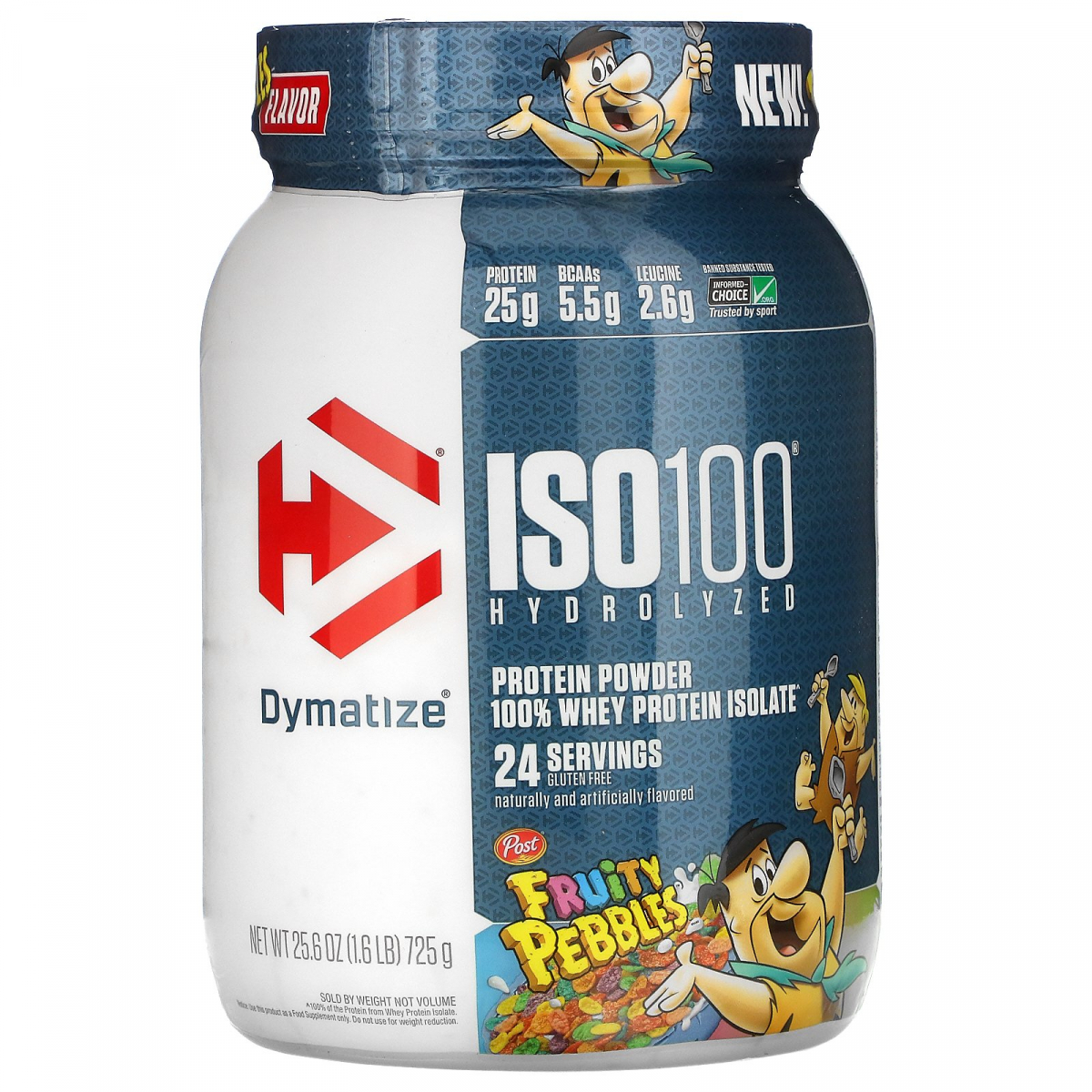 

100% изолят сывороточного протеина, фруктовые камешки, ISO100 Hydrolyzed, 100% Whey Protein Isolate, Fruity Pebbles, Dymatize Nutrition, 725 г