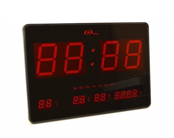 

Большие настенные электронные Часы с календарем и термометром LED Digital Clock 4632 Red
