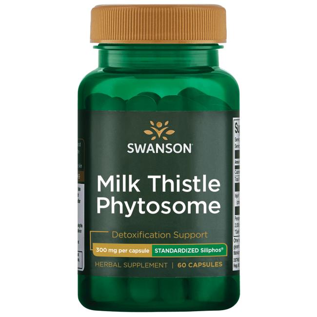 

Фитосома расторопши стандартизированный силифос Swanson (Milk Thistle Phytosome Standardized Siliphos) 300 мг 60 капсул